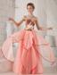 Pink Column / Sheath Strapless Floor-length Organza Appliques Prom / Evening Dress