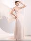 Light Pink Empire Straps Watteau Train Chiffon Appliques Prom / Evening Dress