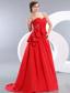 Red Empire Sweetheart Brush Train Taffeta Beading Prom / Evening Dress