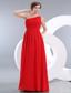 Red Empire One Shoulder Floor-length Chiffon Ruch Prom / Evening Dress