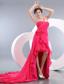 Coral Red Empire One Shoulder High-low Chiffon Beading Prom / Evening Dress