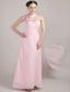 Pink Empire V-neck Ankle-length Chiffon Prom Dress