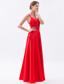 Red Column / Sheath Spaghetti Straps Floor-length Taffeta Appliques Prom Dress