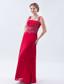 Coral Red Empire Straps Floor-length Chiffon Beading Prom Dress