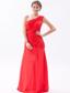 Red Column / Sheath One Shoulder Floor-length Chiffon Ruch Prom Dress