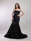 Black Mermaid Sweetheart Court Train Taffeta Beading Prom / Evening Dress