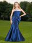 Blue Mermaid Strapless Floor-length Taffeta Ruch Prom / Celebrity Dress