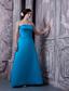 Elegant Sky Blue Prom Dress A-line Strapless Floor-legnth Satin