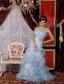 2013 Baby Blue Prom / Evening Dress Mermaid Strapless Organza Belt and Ruffles Floor-length