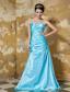 Aqua Blue Column Sweetheart Floor-length Taffeta Beading Prom Dress