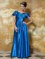 Blue Empire Sweetheart Floor-length Taffeta Beading Prom Dress