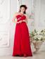 Red Empire One Shoulder Brush Train Chiffon Appliques Prom / Evening Dress