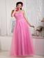 2013 Rose Pink Prom Dress For Custom Made Empire Sweetheart Floor-length Tulle Beading
