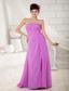 Lavender Empire Strapless Chiffon Beading Prom Dress