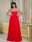 Luxurious Red Empire Prom Dress Sweetheart Chiffon Beading Floor-length