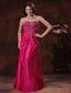 Anniston Alabama Lace-up Hot Pink Prom Dress With Beaded Decorate On Taffeta