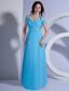 Ruching Decorate Bodice Aqua Blue Chiffon Floor-length 2013 Prom Dress