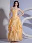 Appliques Decorate Bodice Yellow Taffeta Ankle-length 2013 Prom Dress
