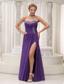 High Slit Beaded Decorate Sweetheart Neckline Chiffon For Purple Prom / Evening 2013