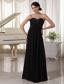 Sweetheart Beaded Black Satin and Chiffon Modest Dress For Formal Evening