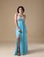 Aqua Empire Strapless Floor-length Chiffon Beading Prom Dress