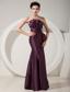 Dark Purple Mermaid Strapless Floor-length Satin Beading Prom Dress
