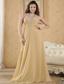 Gold Empire Scoop Prom Dress Chiffon Beading Floor-length