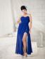 Peacock Blue Empire Sweetheart Ankle-length Chiffon Appliques Prom Dress