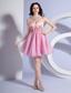 Appliques Decorate Bodice Sweetheart Neckline Pink Organza Mini-length 2013 Prom Dress