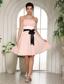 Baby Pink Prom Dress With Black Sash Knee-length