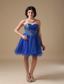 Blue A-line Sweetheart Mini-length Organza Beading Prom Dress