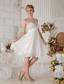 White Empire Straps Short Prom Dress Chiffon Beading Knee-length