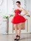 Red Prom Dress A-line Sweetheart Mini-length Tulle Beading