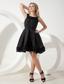 Black A-line / Pricess Scoop Little Black Dress Mini-length Taffeta