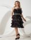 Black A-line / Pricess Straps Beading Short Prom / Homecoming Dress Knee-length Organza