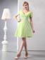 Yellow Green Empire V-neck Mini-length Chiffon and Sequin Prom Dress