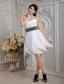 White A-line Sweetheart Mini-length Taffeta Beading Prom Dress