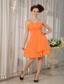 Orange Bridesmaid Dress Under 100 A-line / Pricess One Shoulder Chiffon Ruch Knee-length