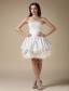 Beautiful A-line Strapless Mini-length Taffeta Ruch Wedding Dress