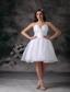 White A-line Halter Mini-length Organza Ruch Prom Dress