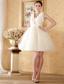 White A-line / Princess Square Knee-length Net Beading and Ruch Wedding Dress