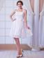 White A-line Halter Knee-length Chiffon Ruch Prom Dress