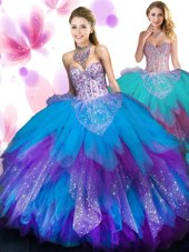Charming Ruffled Floor Length Ball Gowns Sleeveless Multi-color Sweet 16 Quinceanera Dress Lace Up
