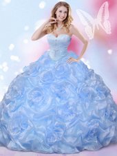 Nice Blue Sweetheart Lace Up Beading and Pick Ups Quinceanera Dresses Sleeveless