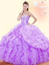 Charming Sleeveless Beading and Ruffles and Pick Ups Lace Up Quinceanera Gowns