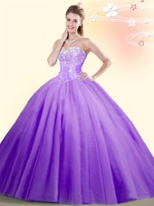 Delicate Sleeveless Beading Lace Up Quinceanera Dress