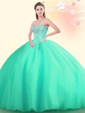 Free and Easy Apple Green Quince Ball Gowns Military Ball and Sweet 16 and Quinceanera and For with Beading Sweetheart Sleeveless Lace Up