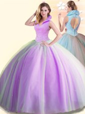 Flare Sleeveless Beading Backless Ball Gown Prom Dress