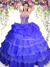 Romantic Sleeveless Lace Up Floor Length Beading and Ruffled Layers and Pick Ups Sweet 16 Dresses