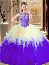Latest Scoop Multi-color Sleeveless Beading Floor Length Quinceanera Dress